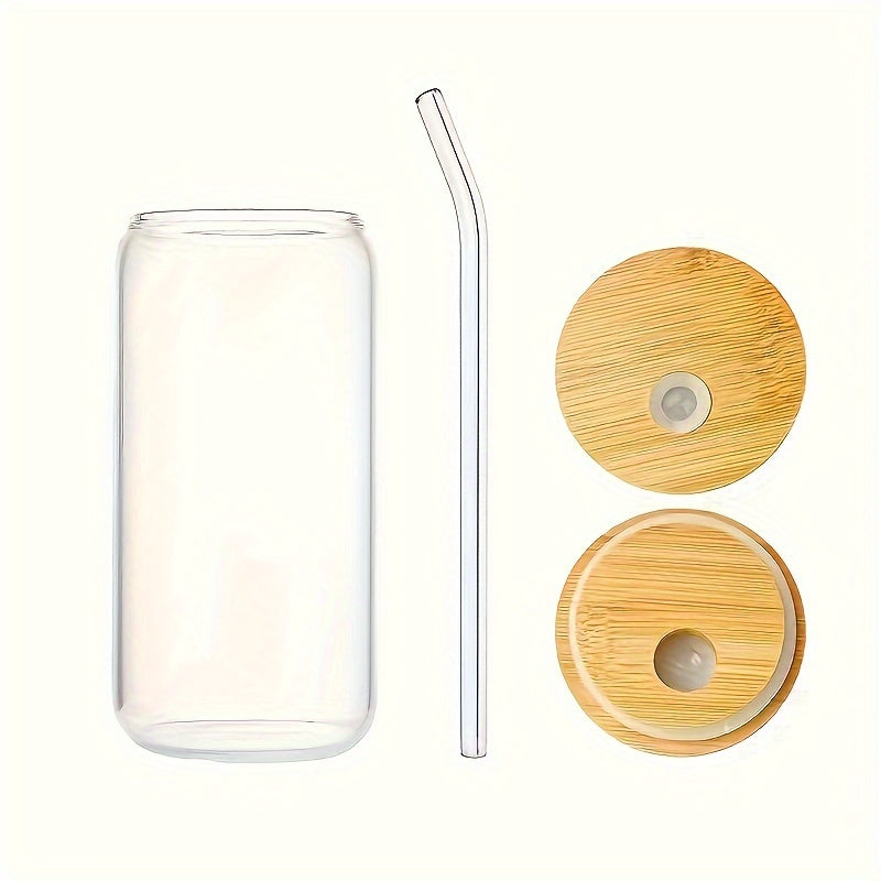 Cherry Square Print 16OZ Glass Iced Coffee Cup with Lid And Straw Suitable for Coffee Milk Beer Juice