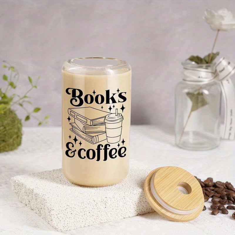 1pc, This coffee cup with a lid and straw is the perfect gift for book lovers
