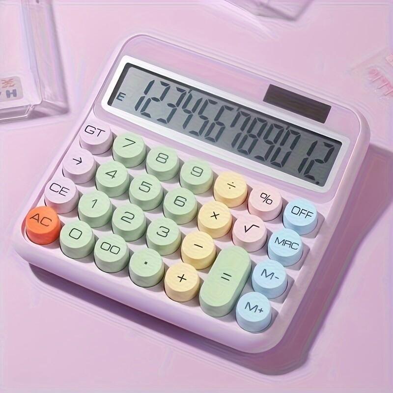 High-Precision 12-bit Desktop Calculator - Large Display, Big Buttons for Easy Use - Perfect for Students & Office Work It works without batteries