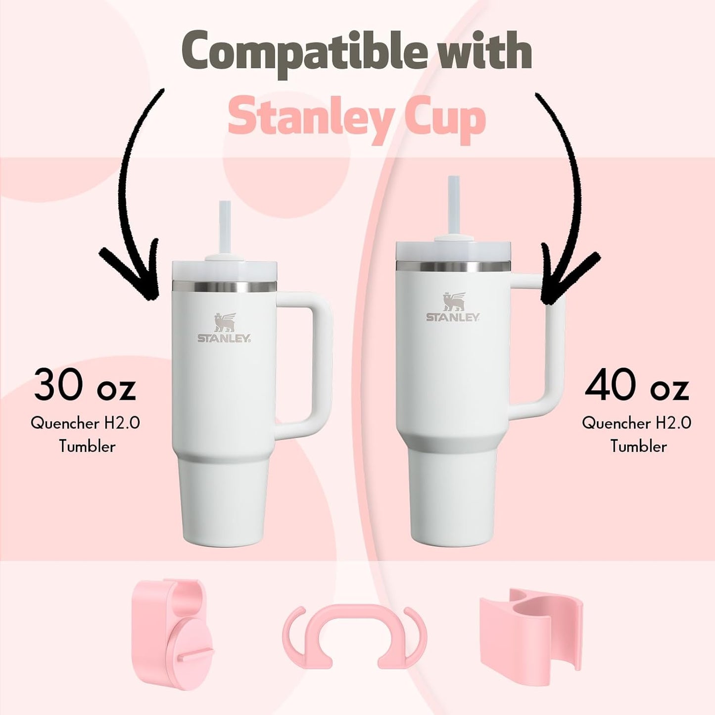 Set of 3 Pcs Accessories for 40Oz Quencher H2.0 Tumbler, Includes Double-Sided Hook, Chapstick Lip Balm Holder and Ring&Jewelry Holder, Accessories for Stanley Cup H2.0 Tumbler 30Oz 40Oz 64Oz