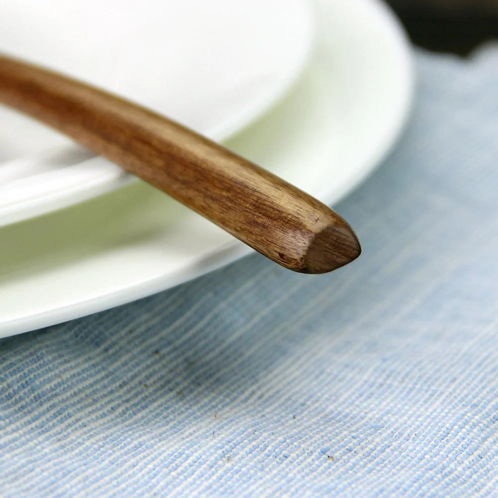 5 Pieces Wooden Soup Spoon and Fork Eco Friendly Set for Eating Mixing Stirring Tableware Natural Ellipse Ladle eco friendly