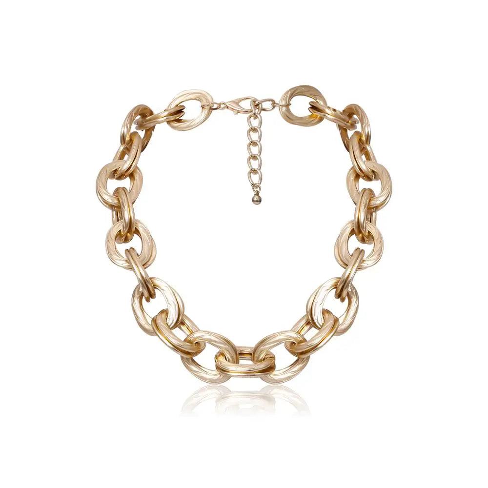 Double Layered Chain Choker Necklace for Women Hip Hop Thick Chunky Cross Chain Charm Necklace