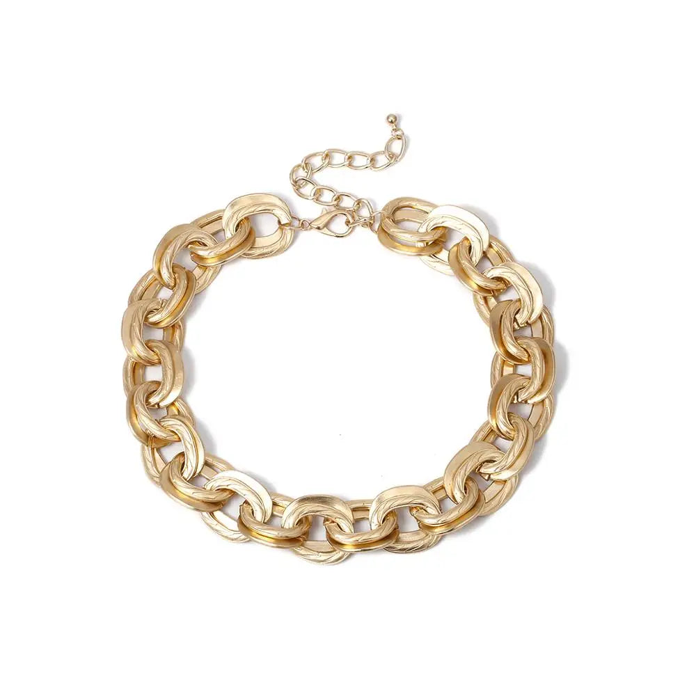 Double Layered Chain Choker Necklace for Women Hip Hop Thick Chunky Cross Chain Charm Necklace
