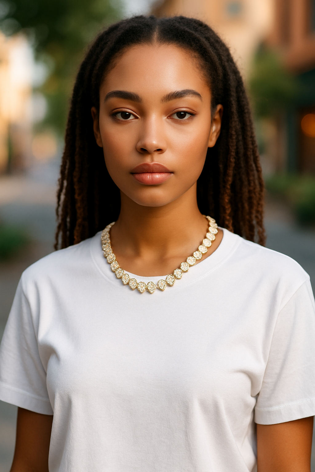 Heart Shape Cuban Chain Necklace – Gold Plated, Iced Out Crystal Jewelry for Women