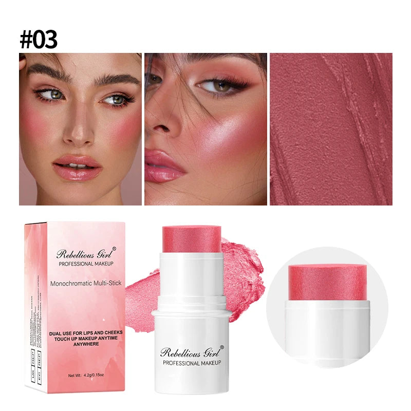 Blush Contour Highlighter Stick for Cheeks Eyes Lip Lightweight Dewy Finish Blush Stick Contour Natural Blusher Stick Makeup Set