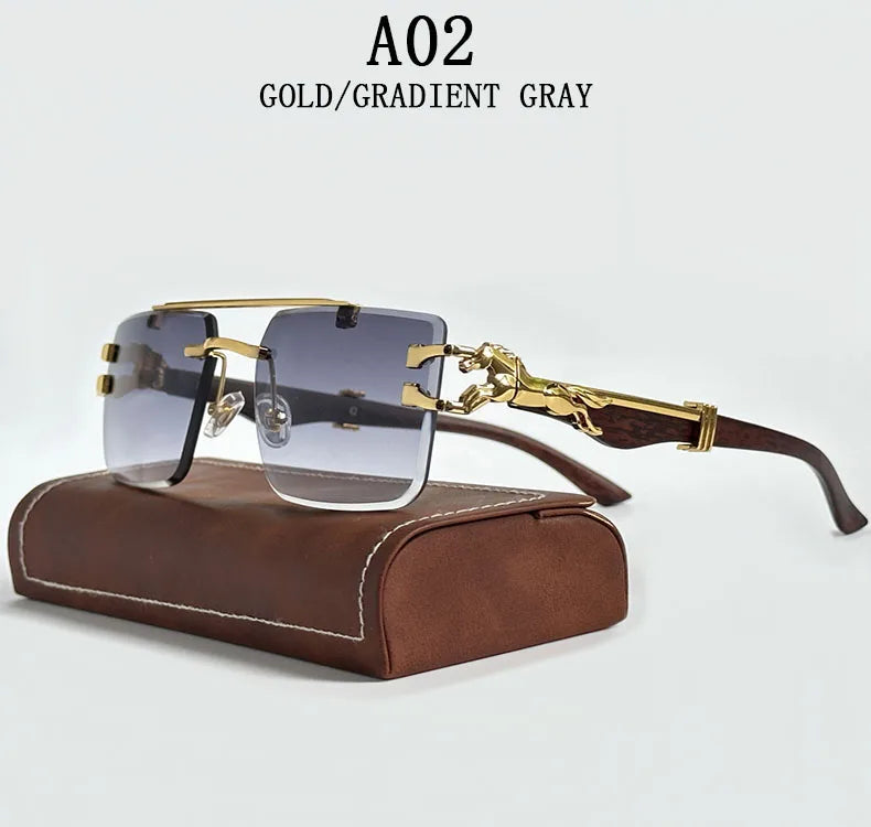 Rimless Sunglasses Women Trendy Luxe Fashion Sunglasses Vintage Glasses