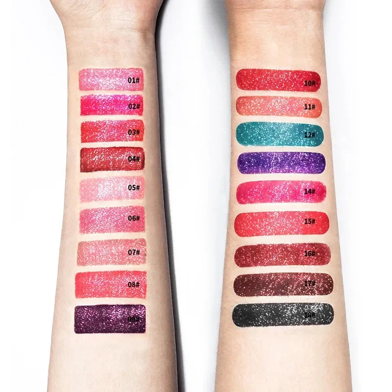 18 Colors Glitter Lip Gloss Waterproof Long Lasting Diamond Matte To Shimmer Metallic Liquid Lipstick Women Lips Makeup Cosmetic