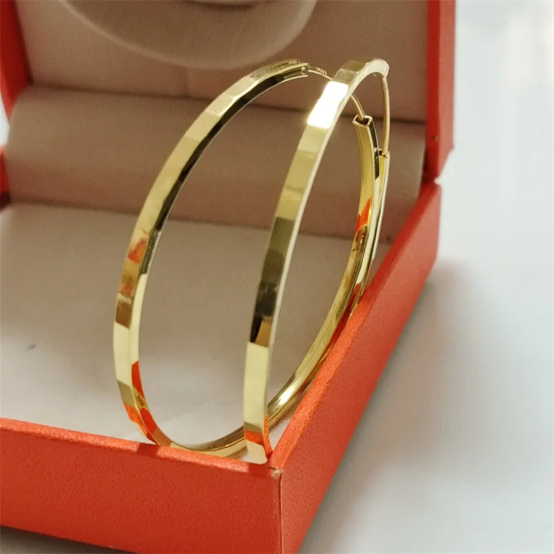 New Fashion18K Gold Plated Hoop Earrings For Women 925 Sterling Silver 2.0mm Fashion Earring 3/4/5/6CM