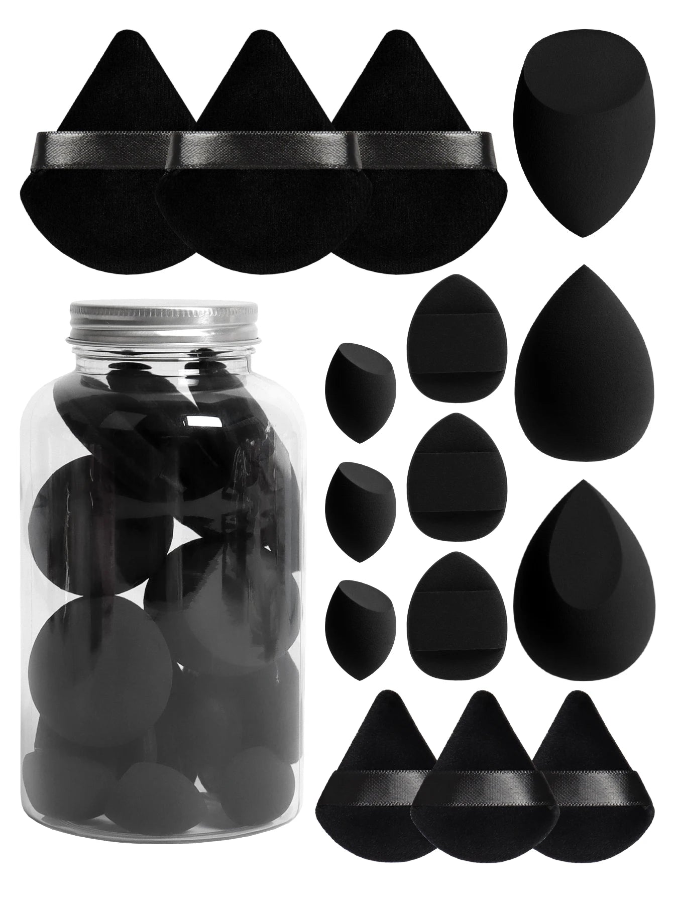 15-Piece Makeup Puff & Sponge Set – Loose Powder Puffs, Mini Makeup Eggs & Air Cushion Applicators