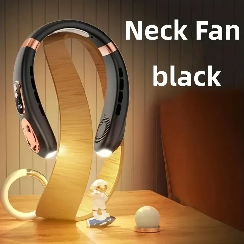 Portable Neck Fan,4000 mAh Cooling Airflow 5 Speeds Adjustable Bladeless Fan Hands Free Personal Wearable Rechargeable Battery