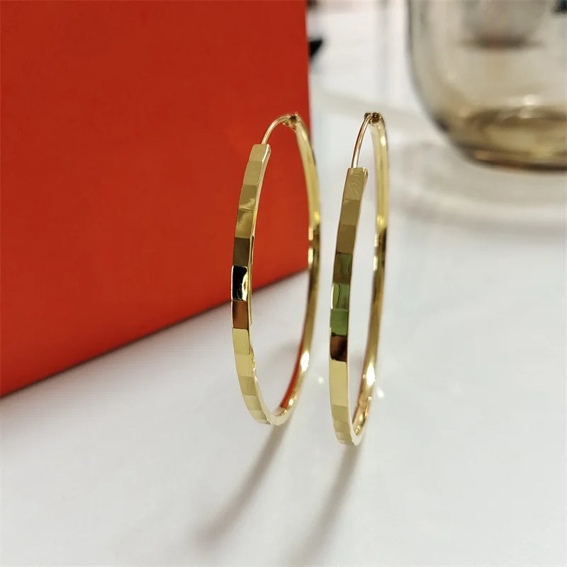 New Fashion18K Gold Plated Hoop Earrings For Women 925 Sterling Silver 2.0mm Fashion Earring 3/4/5/6CM