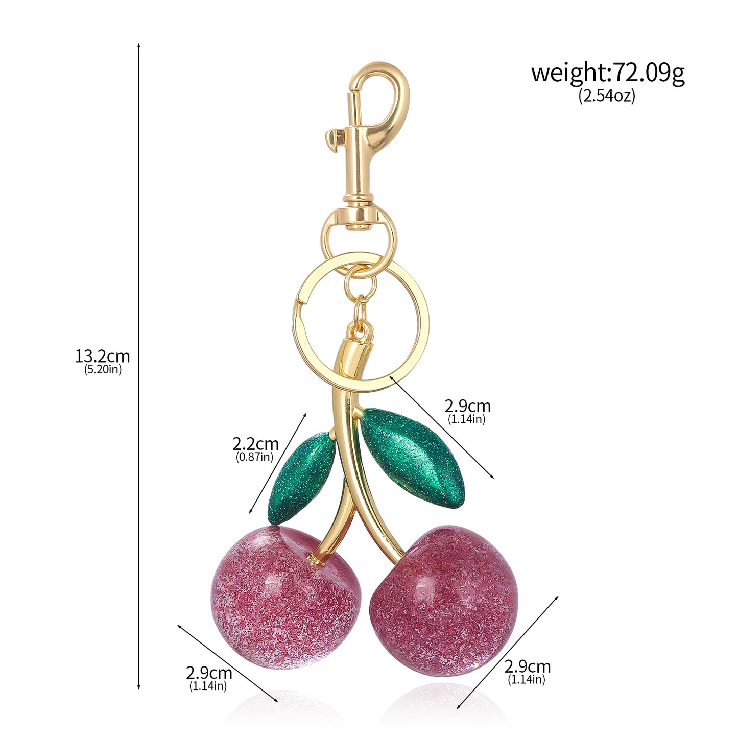 Delicious Crystal Red Pink Cherry Keychain Summer Fruits Cherries Pendant Keyring For Women Men Jewelry Bag Key Accessories Gift