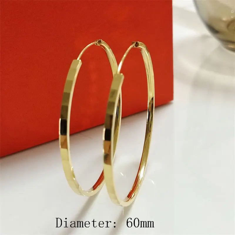 New Fashion18K Gold Plated Hoop Earrings For Women 925 Sterling Silver 2.0mm Fashion Earring 3/4/5/6CM