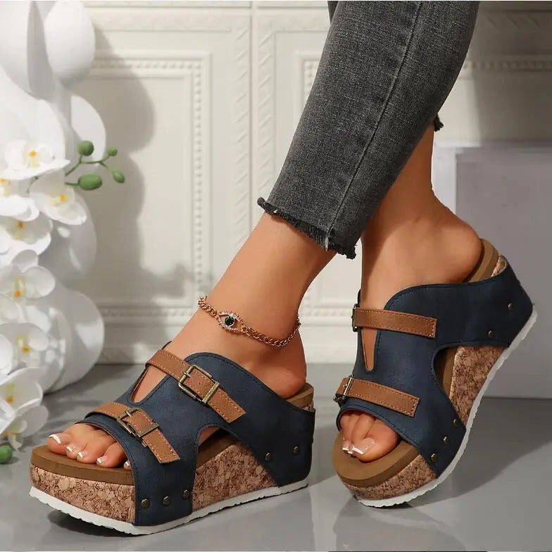 Women's Summer Platform Wedge-heeled Sandals Plus Size Comfortable Casual Outdoor Open Toe Beach Slippers