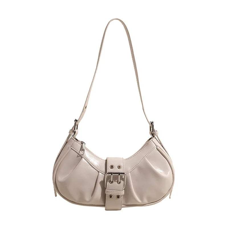 Leather Crossbody Bag for Women Clutch Purse with Adjustable Strap Hobo Bag Buckle Underarm Purse for Travel Work Shopping