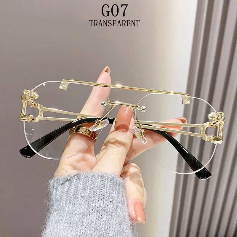 Rimless Sunglasses Women Trendy Luxe Fashion Sunglasses Vintage Glasses