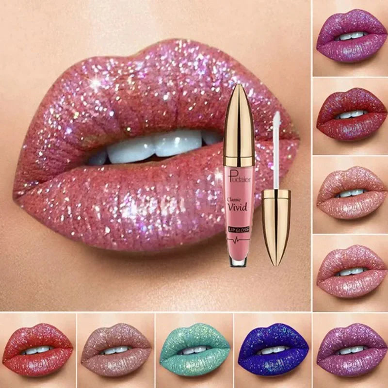 18 Colors Glitter Lip Gloss Waterproof Long Lasting Diamond Matte To Shimmer Metallic Liquid Lipstick Women Lips Makeup Cosmetic