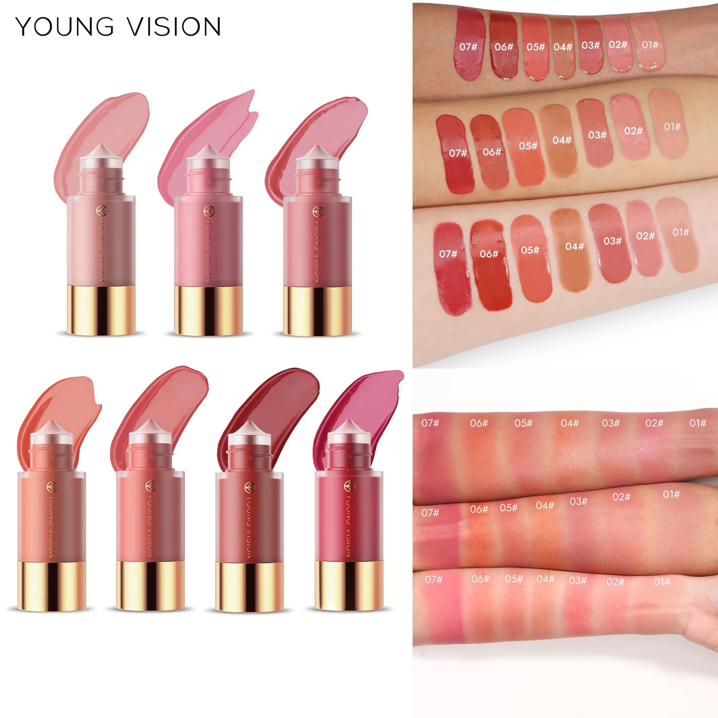 8 colors long-lasting Bottom press moisturizing easy makeup blush pencil solid creamy Liquid blusher