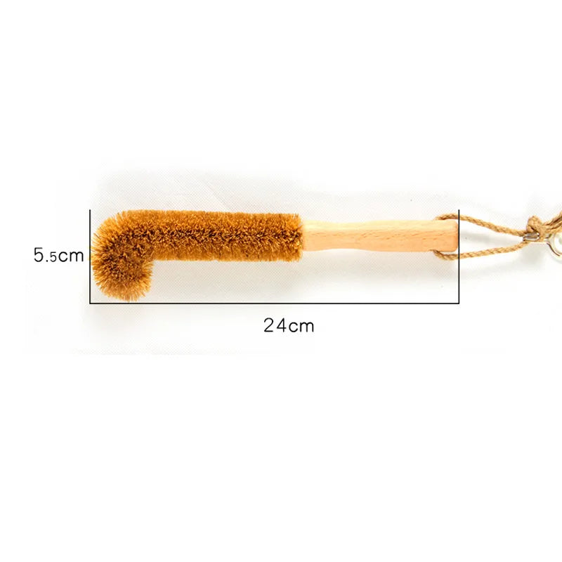 Kitchen Cleaning Tools Drink Bottles Glass Scrubber Cleaning Brush Bamboo Coconut Palm Dish Cup Cleaning Brush with Long Handle