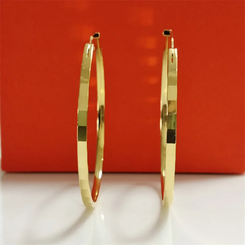 New Fashion18K Gold Plated Hoop Earrings For Women 925 Sterling Silver 2.0mm Fashion Earring 3/4/5/6CM