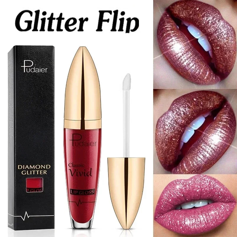 18 Colors Glitter Lip Gloss Waterproof Long Lasting Diamond Matte To Shimmer Metallic Liquid Lipstick Women Lips Makeup Cosmetic
