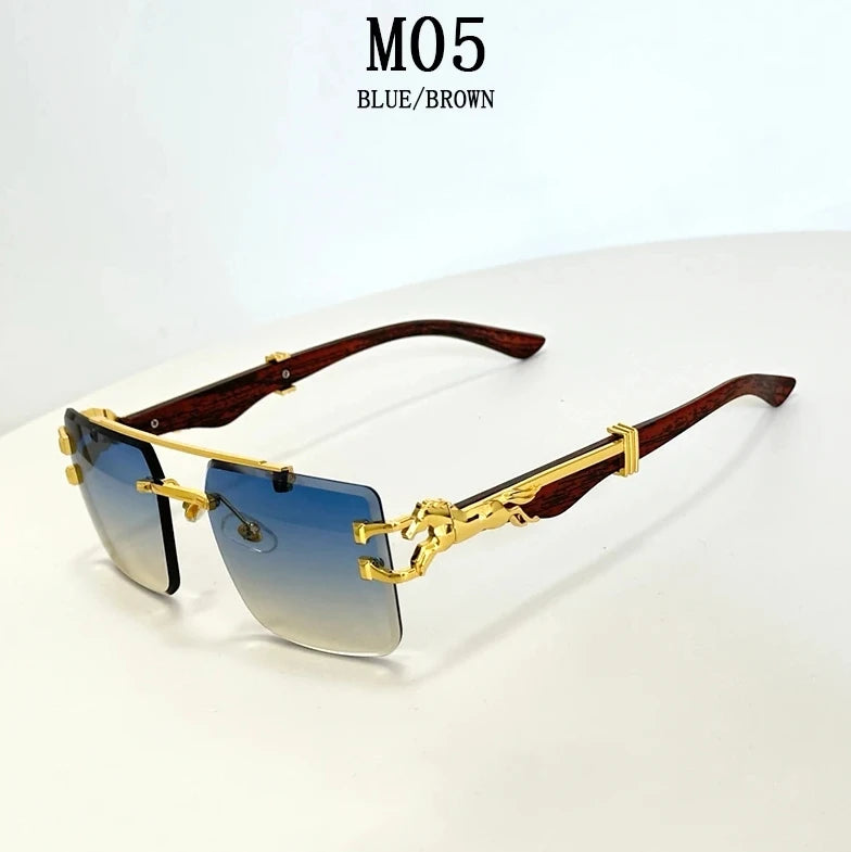 Rimless Sunglasses Women Trendy Luxe Fashion Sunglasses Vintage Glasses