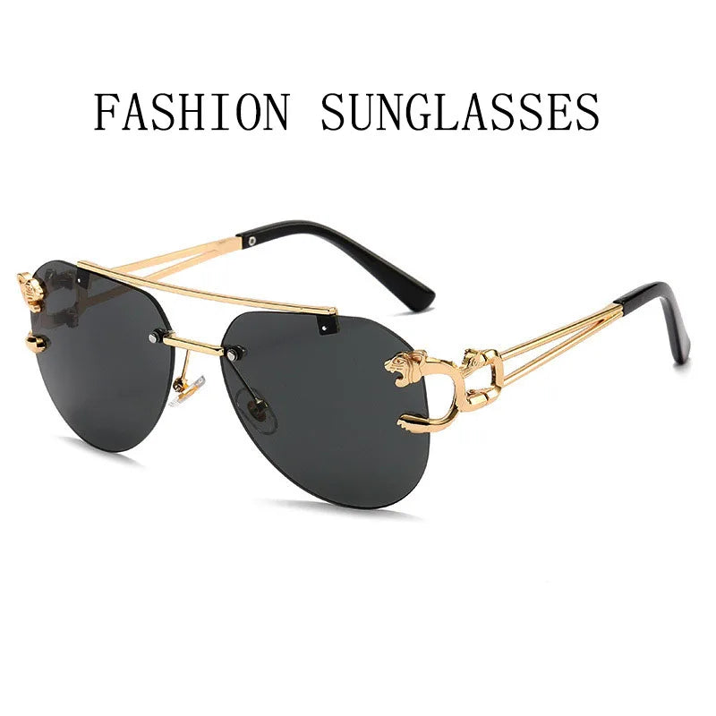 Rimless Sunglasses Women Trendy Luxe Fashion Sunglasses Vintage Glasses