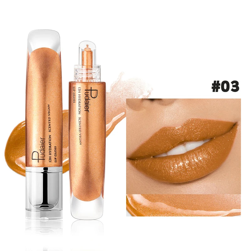 Lip Plumping Shimmer Mirror Water Lip Gloss Glitter Waterproof Moisturizing