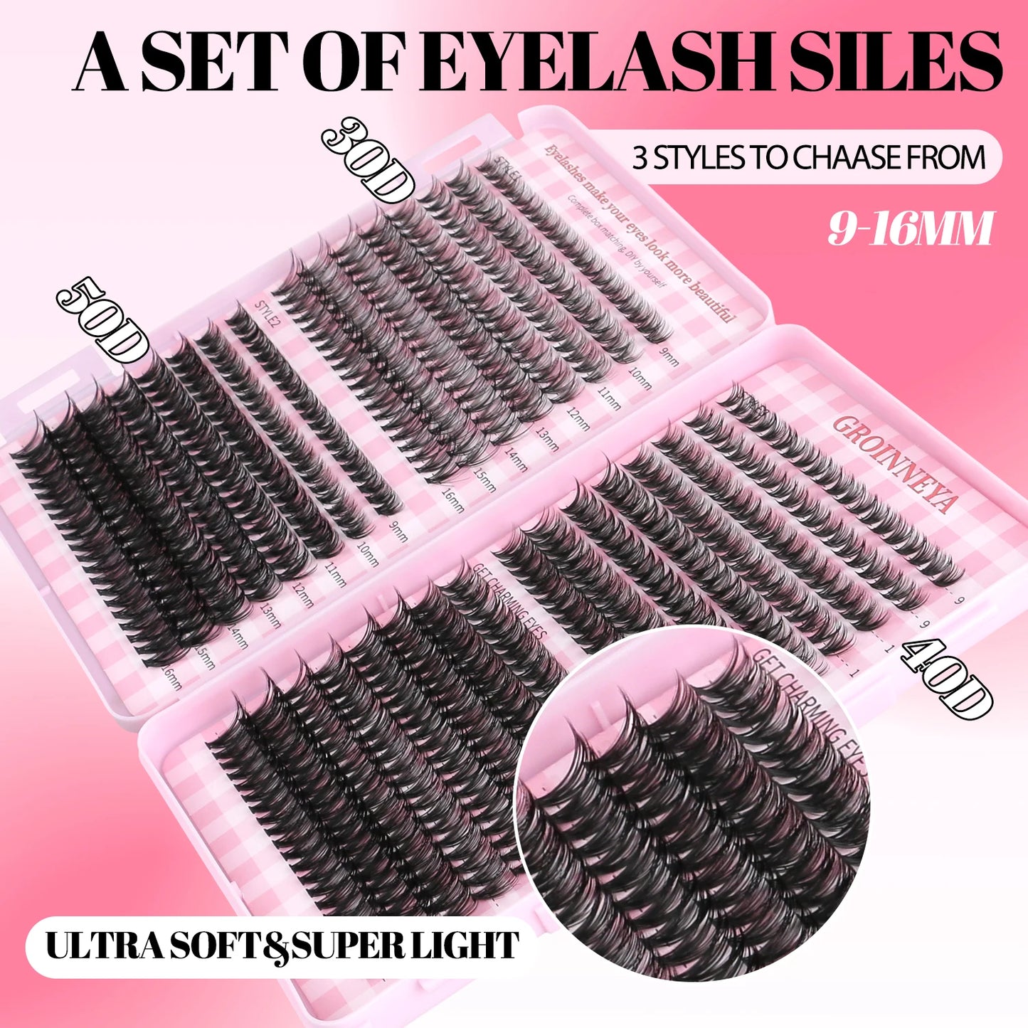 DIY Lash Clusters Set Mixed Tray Lashes Kit Fluffy Individual Lashes Extension with Lash Bond and Seal At Home Makeup
