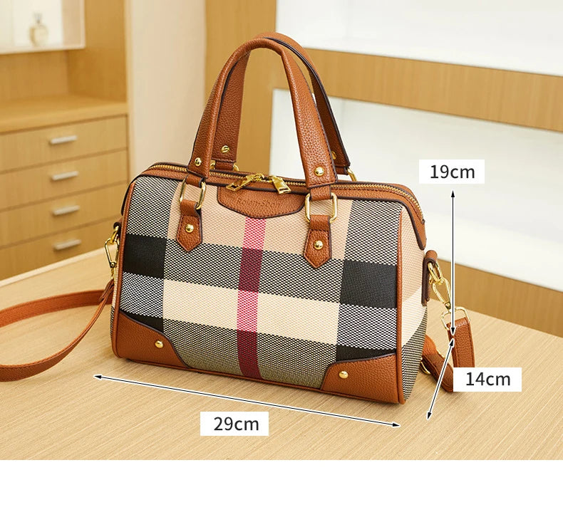 High Quality Women Satchel Purses and Handbags Vegan Leather Boston Barrel Bag Top Handle Shoulder Purse with Crossbody Strap