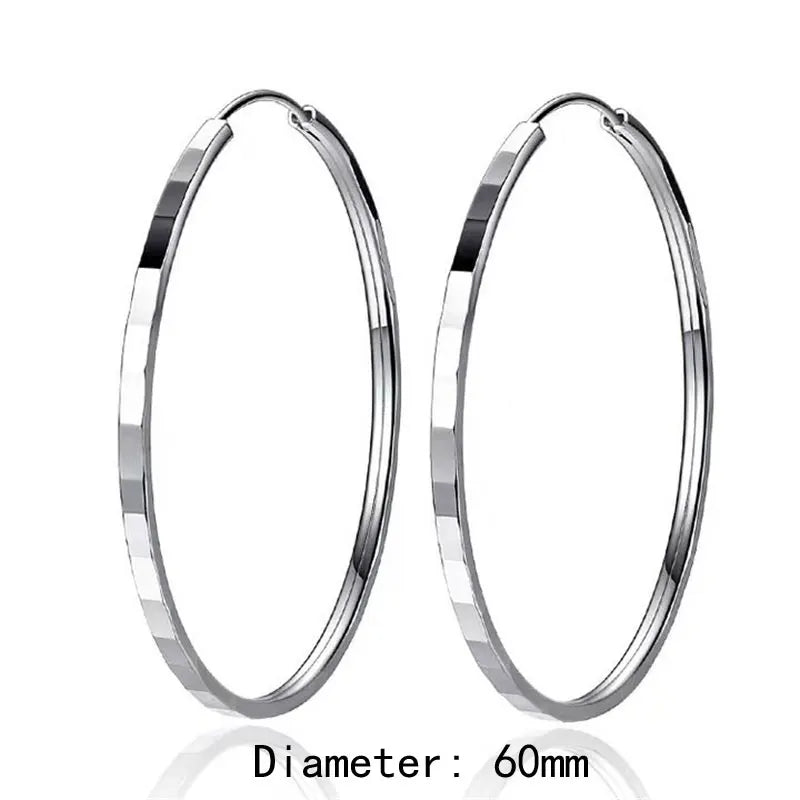 New Fashion18K Gold Plated Hoop Earrings For Women 925 Sterling Silver 2.0mm Fashion Earring 3/4/5/6CM