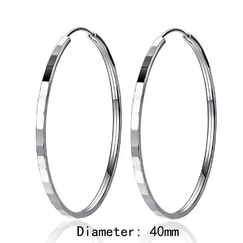 New Fashion18K Gold Plated Hoop Earrings For Women 925 Sterling Silver 2.0mm Fashion Earring 3/4/5/6CM