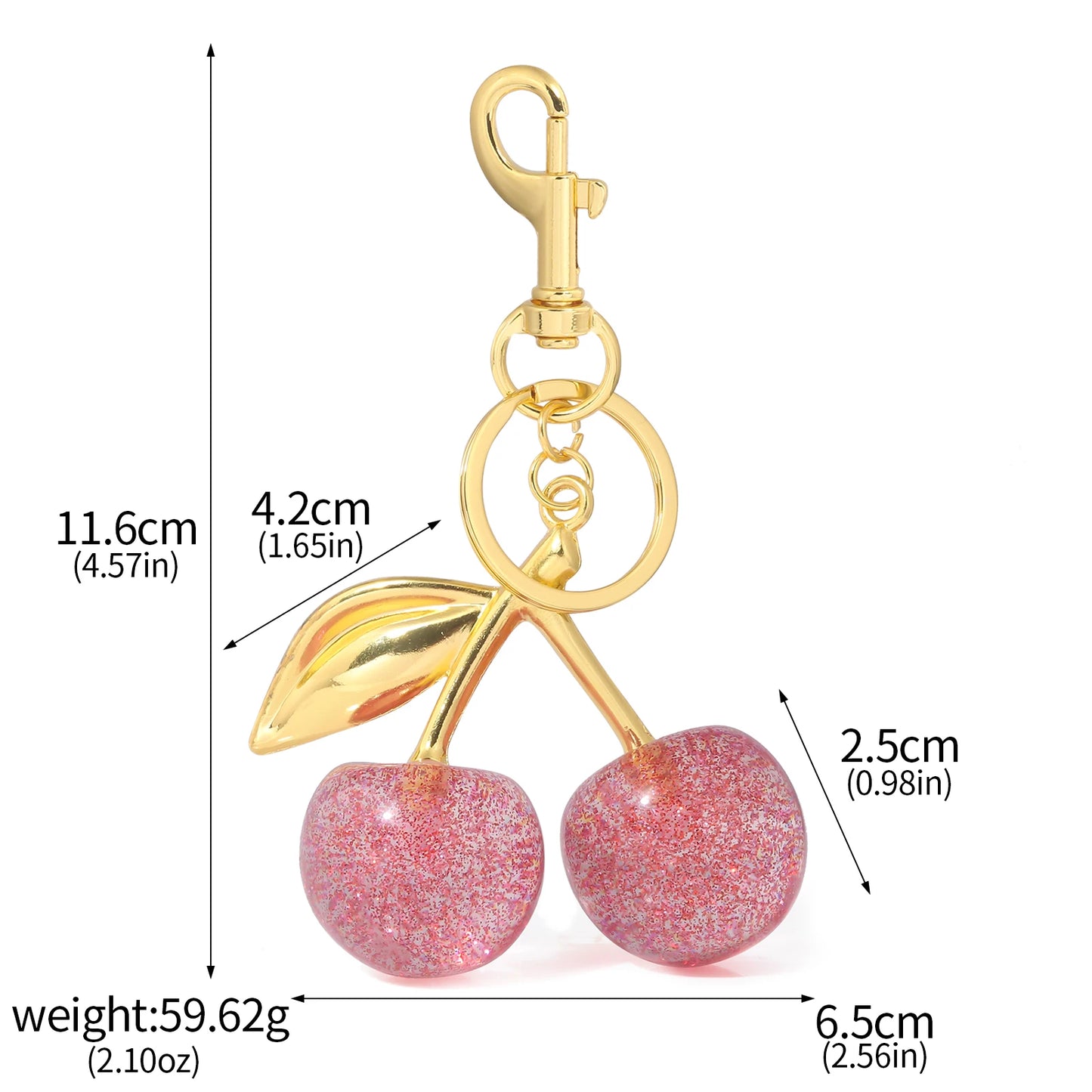 Delicious Crystal Red Pink Cherry Keychain Summer Fruits Cherries Pendant Keyring For Women Men Jewelry Bag Key Accessories Gift