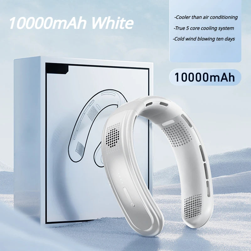 Portable Neck Fan 10000mAh Rechargeable Fan Mini 3-Speeds Large Wind Outdoor Silent Electric Ventilador for Home Camping Outdoor