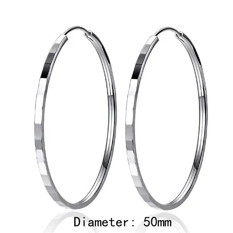 New Fashion18K Gold Plated Hoop Earrings For Women 925 Sterling Silver 2.0mm Fashion Earring 3/4/5/6CM