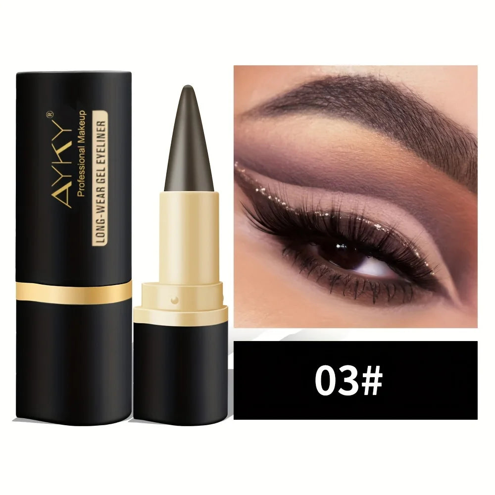 Matte Glitter Waterproof Eyeliner Stick Smudge Proof Black Single Head Solid Eyeliner Balm