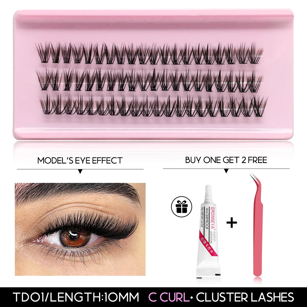 Eyelash Clusters Kit DIY Lash Extension Kit Lash Bond And Seal And Eyelash Tweezers With Waterproof Strong Hold