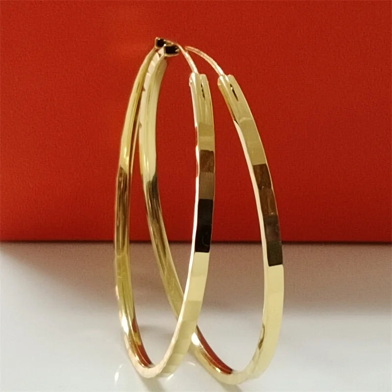 New Fashion18K Gold Plated Hoop Earrings For Women 925 Sterling Silver 2.0mm Fashion Earring 3/4/5/6CM