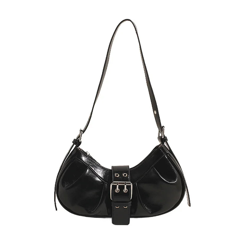 Leather Crossbody Bag for Women Clutch Purse with Adjustable Strap Hobo Bag Buckle Underarm Purse for Travel Work Shopping
