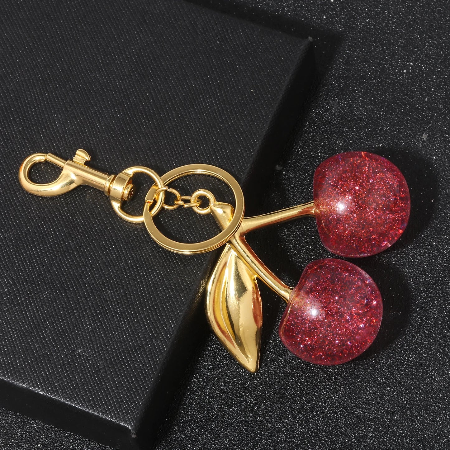 Delicious Crystal Red Pink Cherry Keychain Summer Fruits Cherries Pendant Keyring For Women Men Jewelry Bag Key Accessories Gift