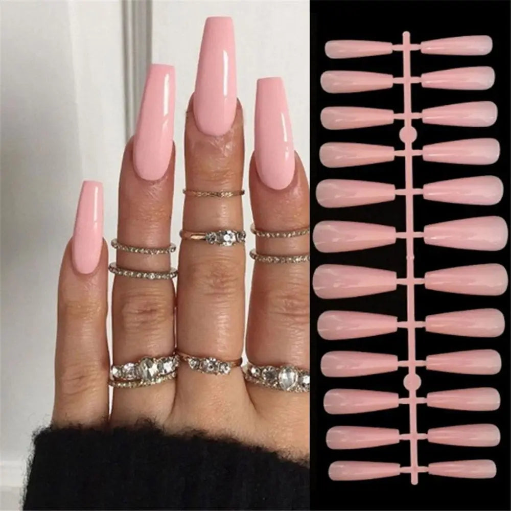 24pcs Detachable Almond French False Nails DIY Glitter Design Press on Nails Fake Nials DIY Manicure Nail Tips