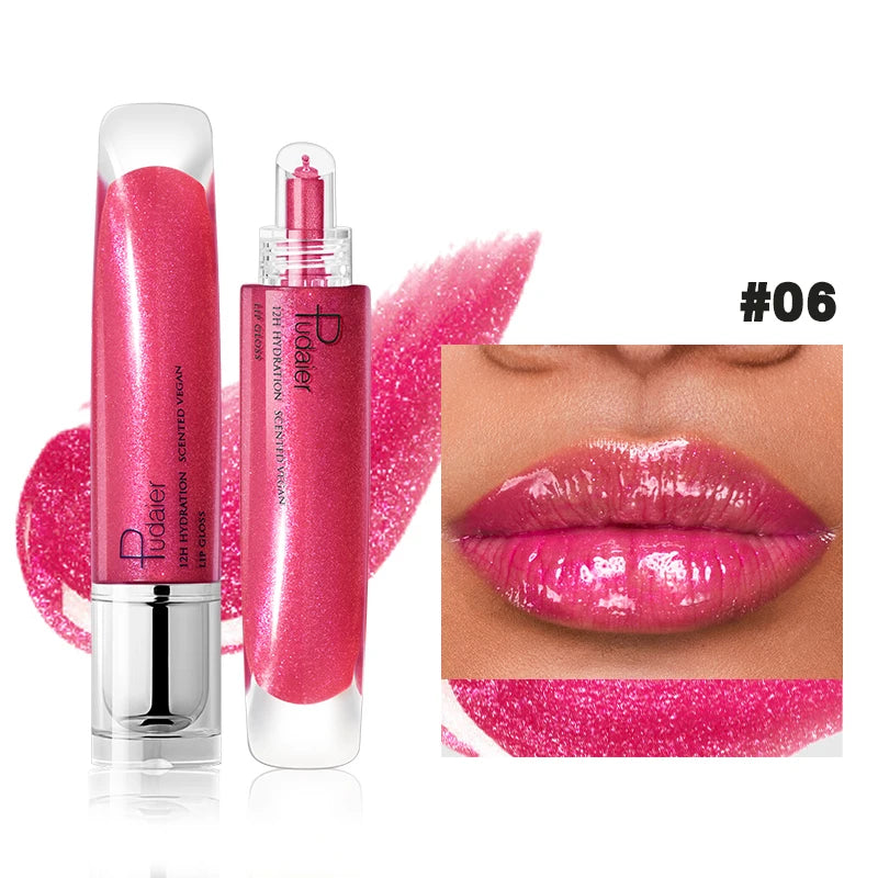 Lip Plumping Shimmer Mirror Water Lip Gloss Glitter Waterproof Moisturizing