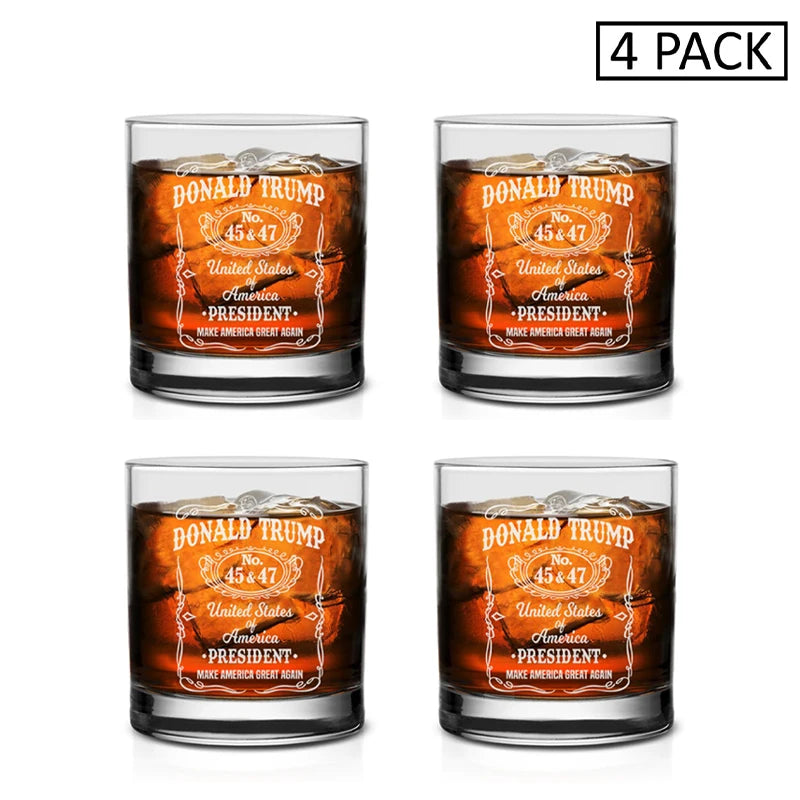 1/2/4PCS Trump Whiskey Glass Wine Glass Lasers Engraved Presidency Glasses Right Wing,Glassware for Drinking,Conservative Gift