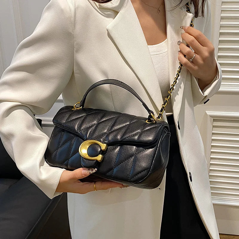 Women's Bag Lingge Embroidery Thread Chain Bag Small Fragrant Style High Quality Mouth Single Shoulder Crossbody Bag