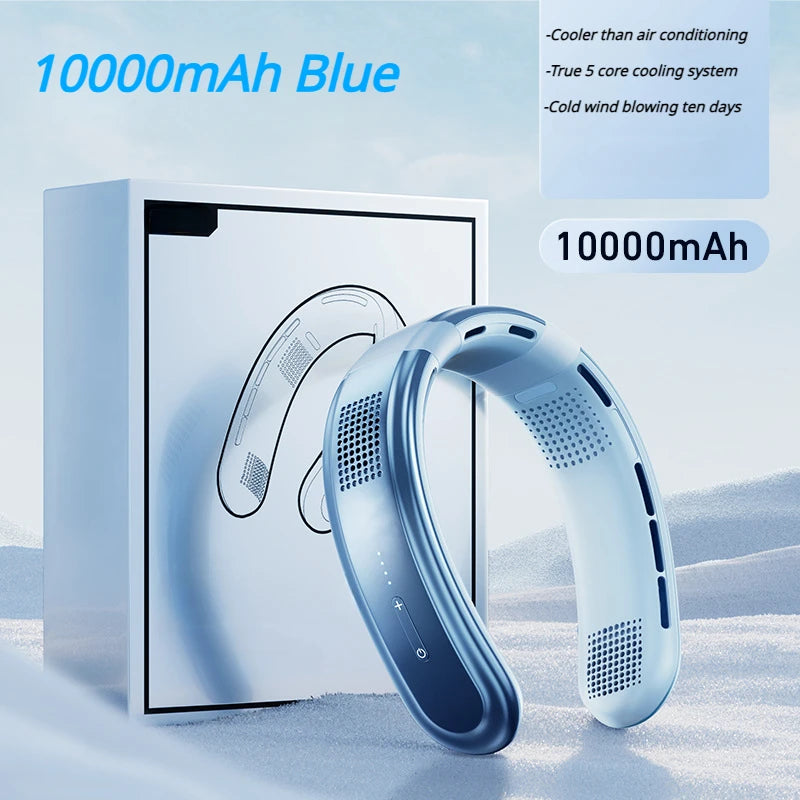 Portable Neck Fan 10000mAh Rechargeable Fan Mini 3-Speeds Large Wind Outdoor Silent Electric Ventilador for Home Camping Outdoor