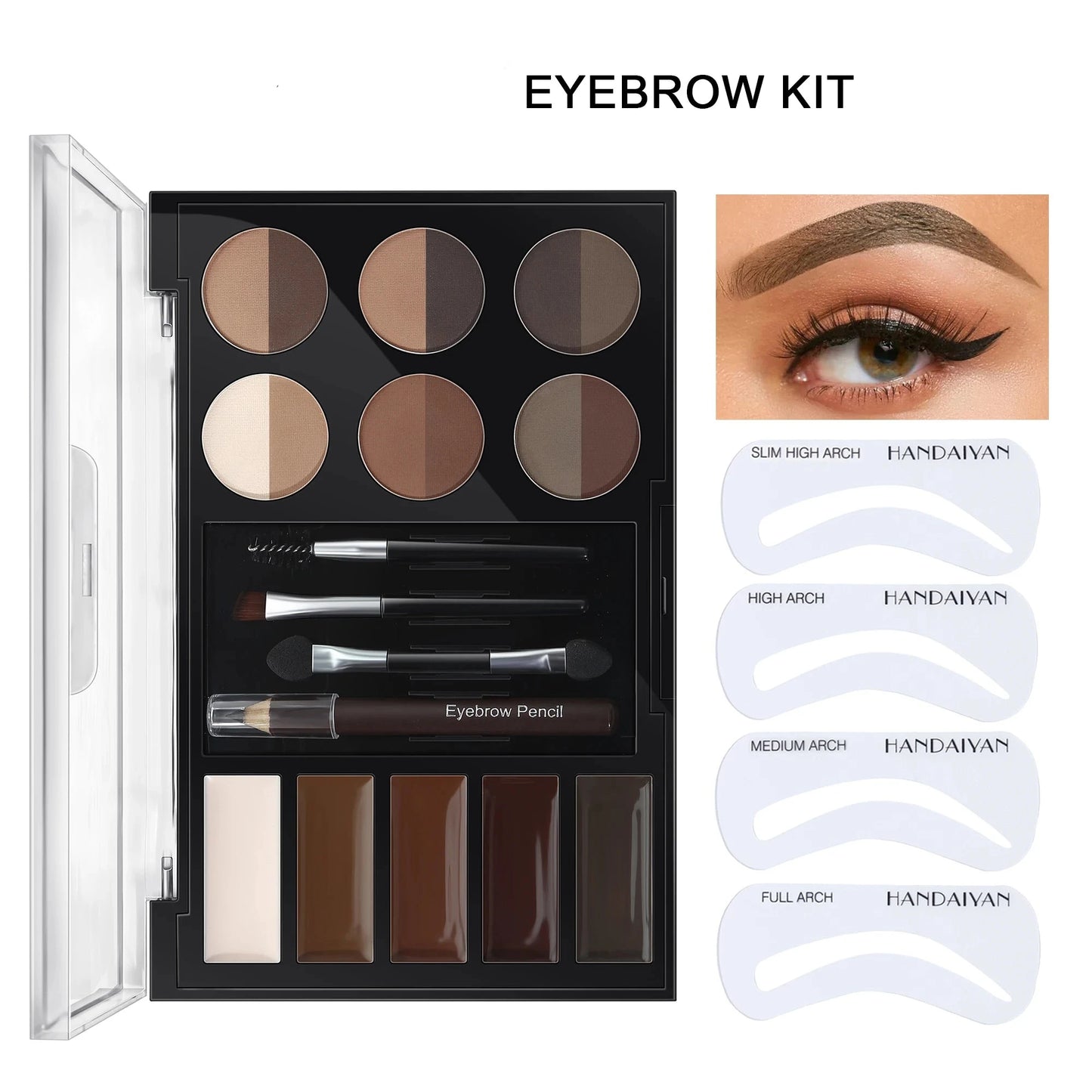 3-in-1 Eyebrow Pencil Powder Cream Kit High pigment Palette Long-lasting easy-to-color women Eyes Cosmetics
