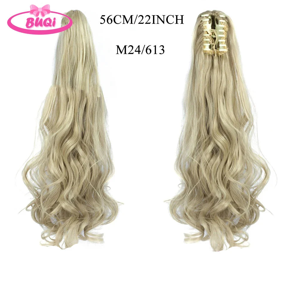 Water Wave Claw Clip In Ponytail Hair Extension Ombre Color Curly Wavy Synthetic Ponytail Extension Hair For Women Pony Tail