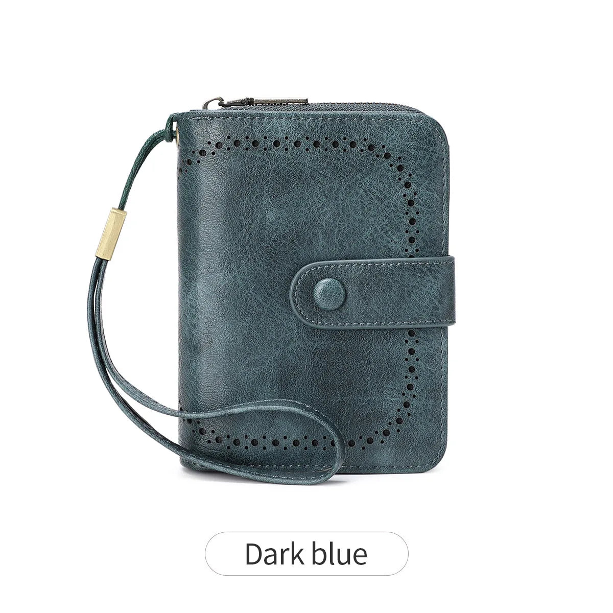 Anti-Theft Brush Bag for Ladies, Oil Wax Leather, Short Purse, European and American Retro, Multi-Function, organ Card Bag