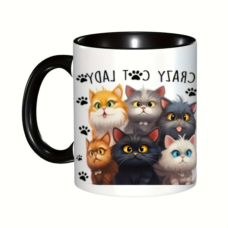 11oz Crazy Cat Lady White Ceramic Coffee Mug, Tea Cup - Dishwasher & Microwave Safe