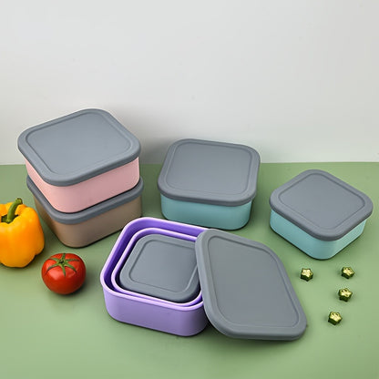 3pcs Silicone Food Storage Set - Microwave & Freezer Safe, Perfect for Lunch Boxes, Baking, and Outdoor Camping